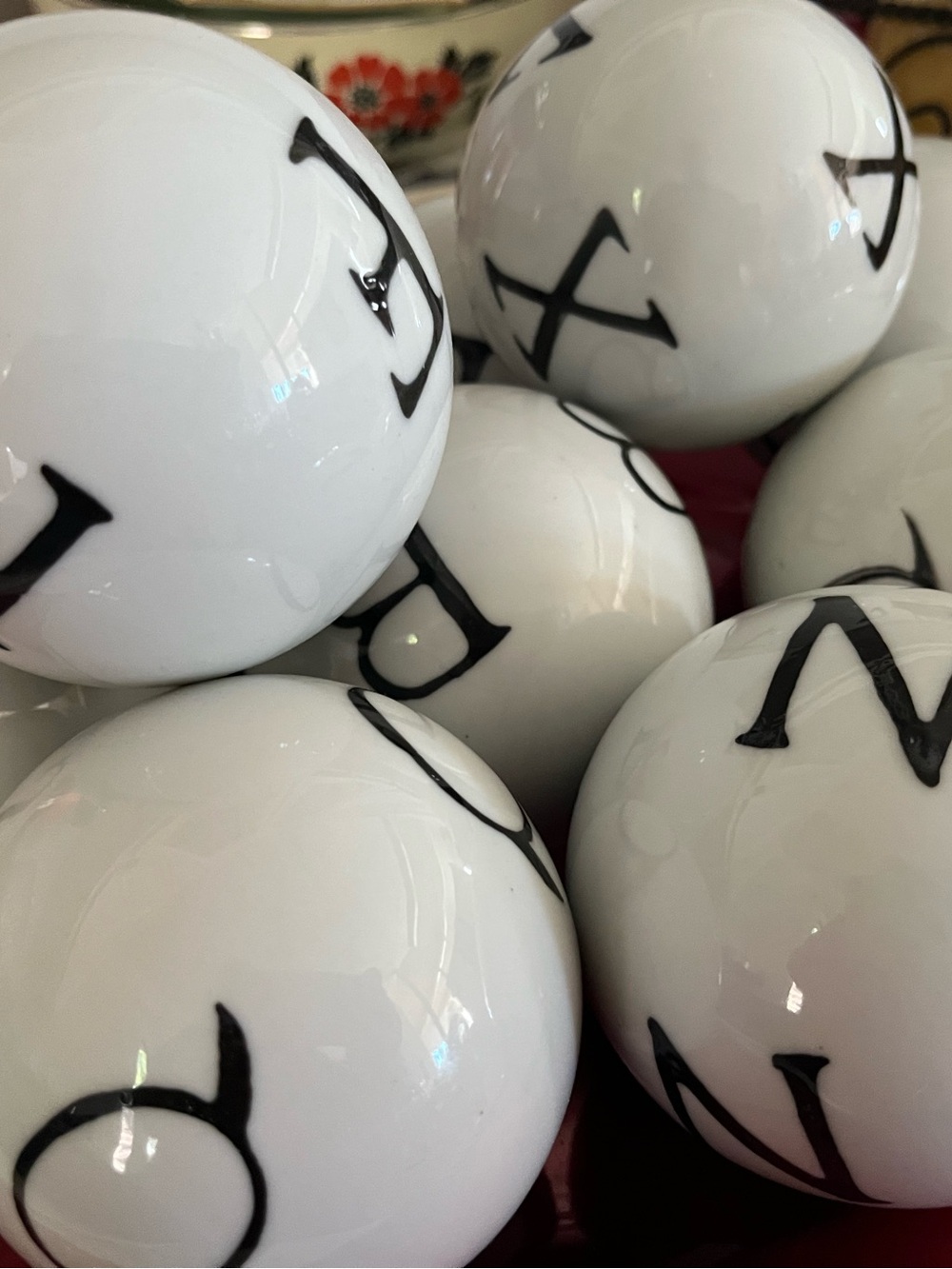 10. Alphabet Ceramic Decorative Spheres - Black on White - Picture 3 of 4